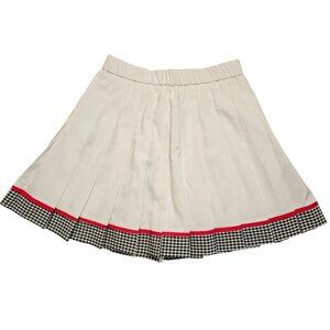 White Pleated Mini Skirt By Lilys Of Beverly Hills W/ Red & Gingham Trim Size 4